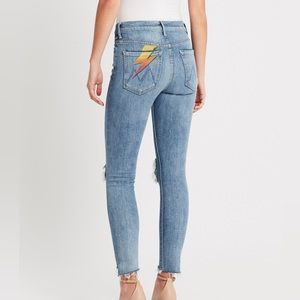 MOTHER The Stunner Ankle Step Fray Jeans in Helter Skelter 24 lightning